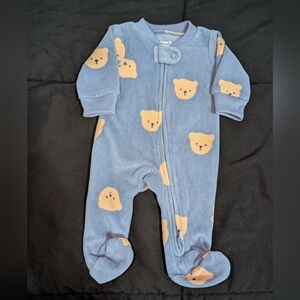 Carter's Blue and Tan Bear Print Footie